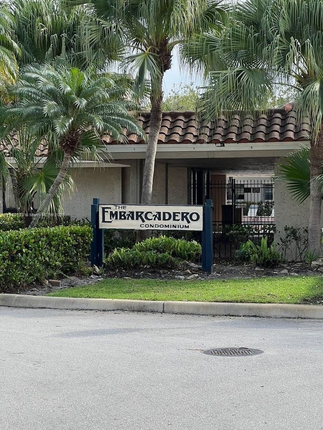 view of community sign