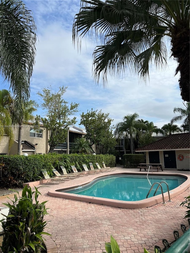 view of pool featuring a patio area