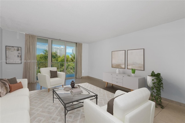 view of tiled living room