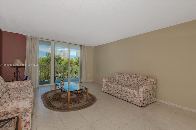 sitting room with light tile patterned floors