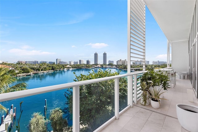 balcony with a water view