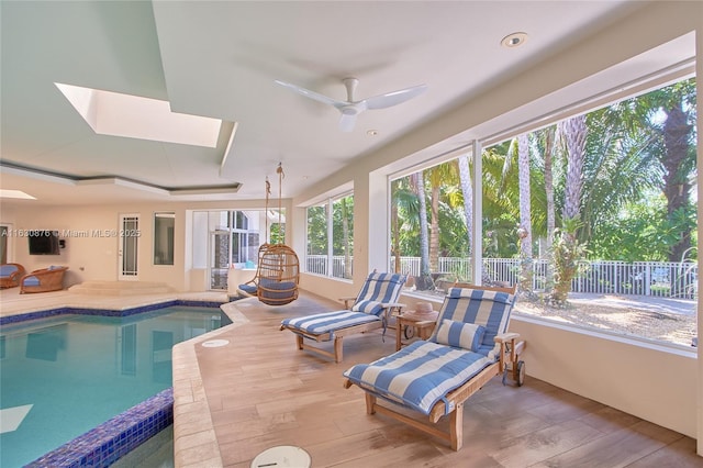 2941 Paddock Ln, Weston, FL 33331 - view of pool featuring a skylight and ceiling fan