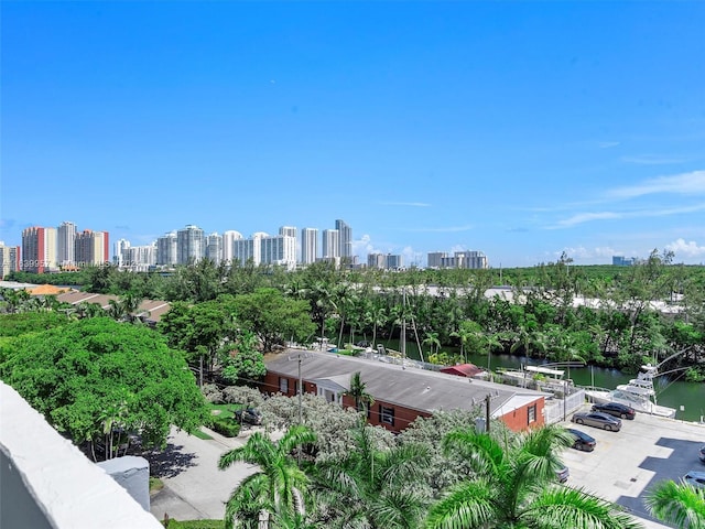 view of city with a water view