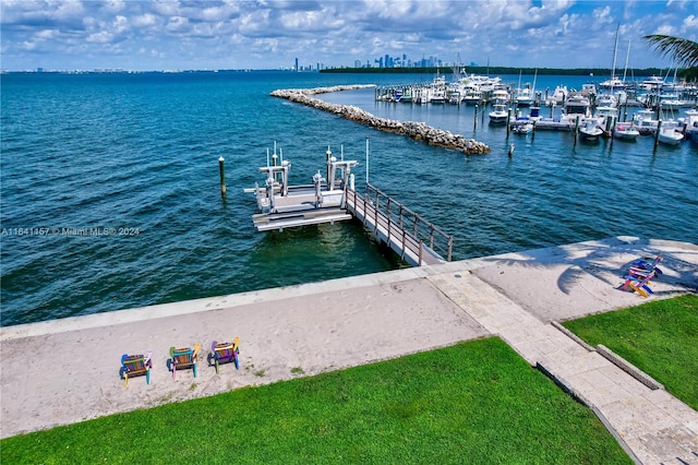200 Harbor Dr, Key Biscayne, FL 33149 - dock area with a water view, boat lift, and view of marina