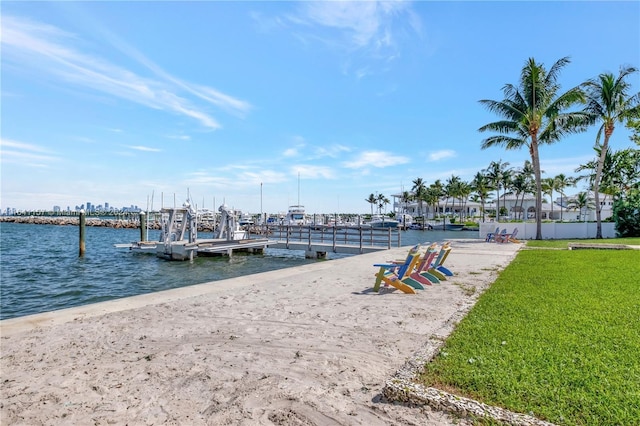 200 Harbor Dr, Key Biscayne, FL 33149 - dock area with a water view and a yard