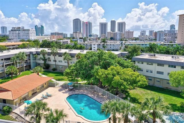 view of pool featuring a patio area