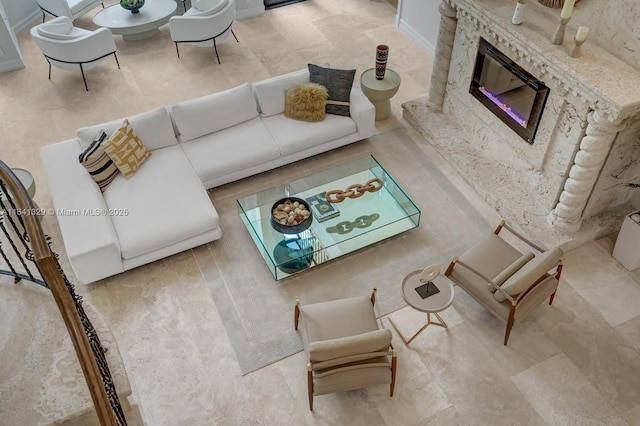 168 Fiesta Way, Fort Lauderdale, FL 33301 - living area featuring a high end fireplace