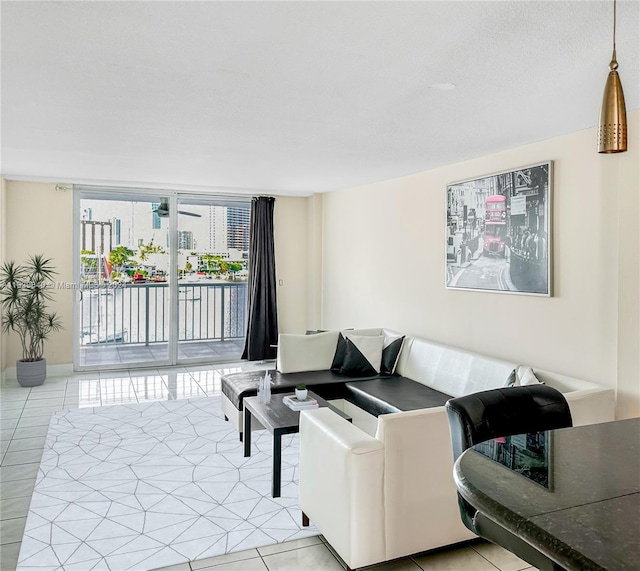 view of tiled living room