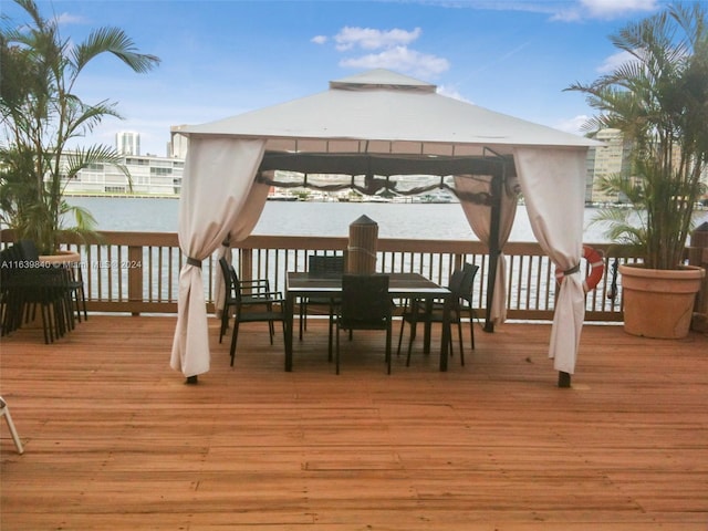 wooden deck with a gazebo