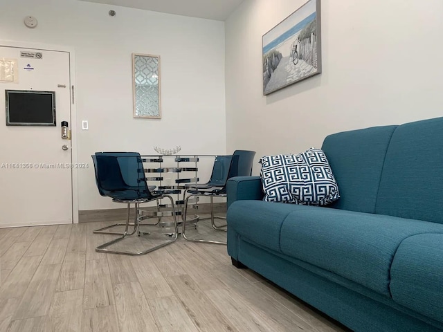 living room with light hardwood / wood-style flooring