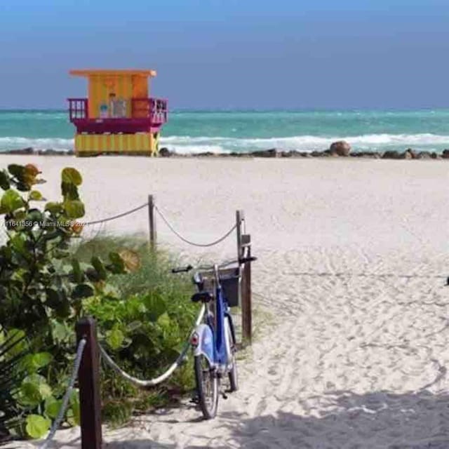 property view of water featuring a view of the beach