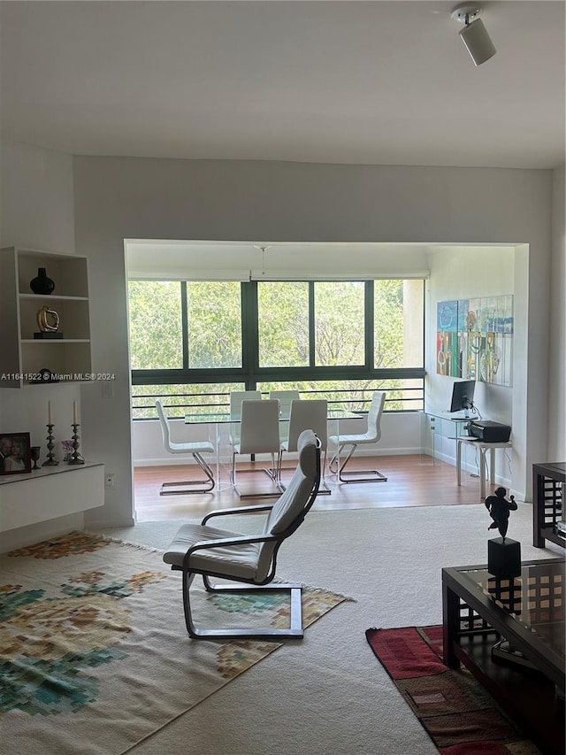 living room featuring baseboards and wood finished floors