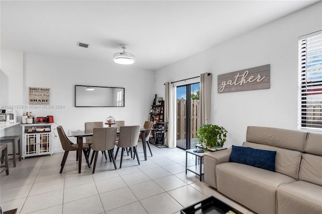 view of tiled dining space