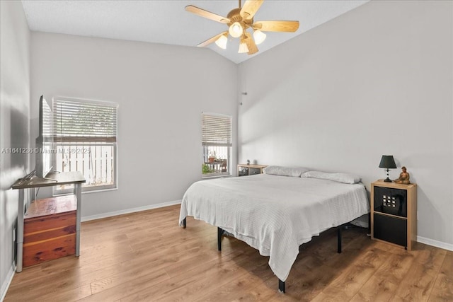 18022 SW 12th Ct, Pembroke Pines, FL 33029 - bedroom featuring lofted ceiling, wood finished floors, and ceiling fan