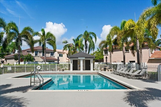 view of swimming pool featuring a patio