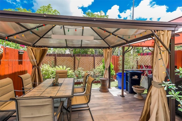 view of patio featuring a gazebo