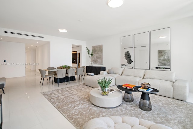 view of tiled living room