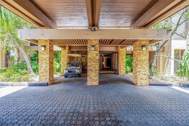 view of patio featuring a carport