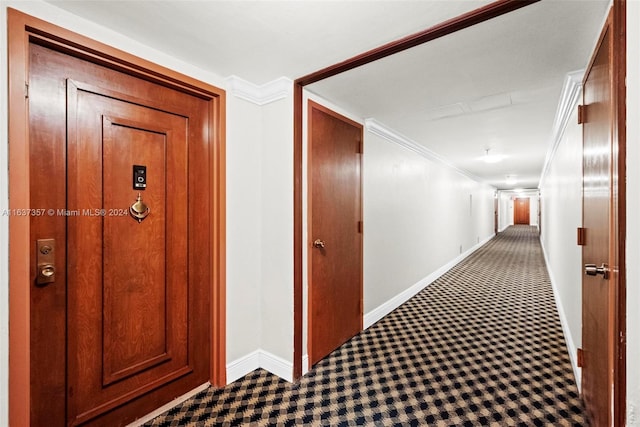 hallway with ornamental molding