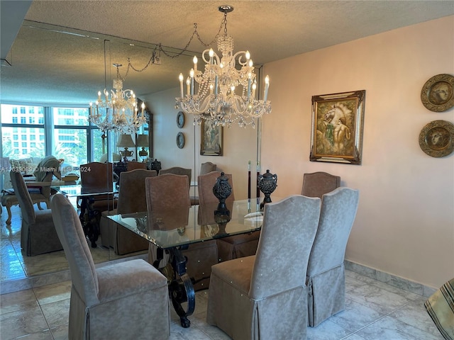 dining room with a textured ceiling