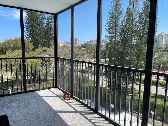 view of unfurnished sunroom