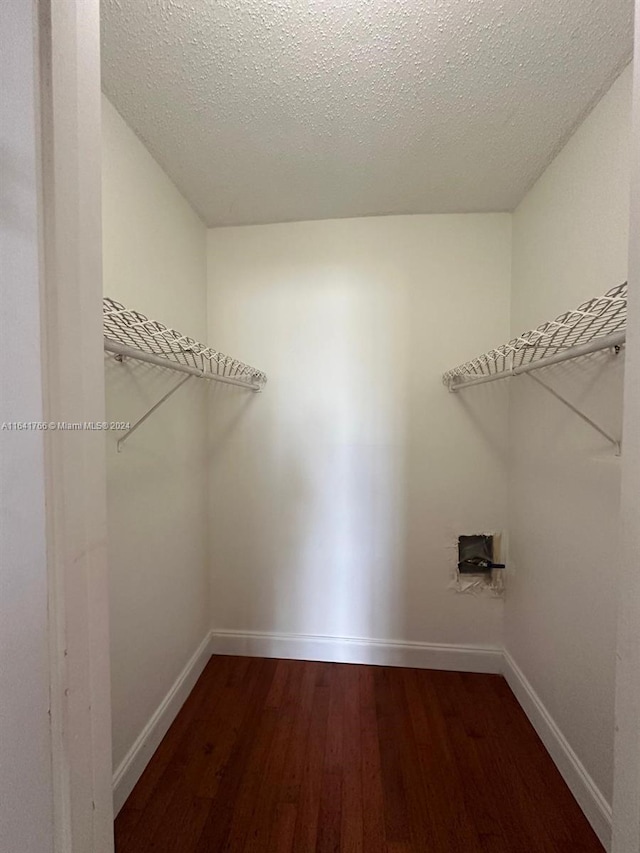 walk in closet with hardwood / wood-style floors