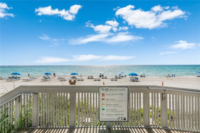 property view of water with a beach view