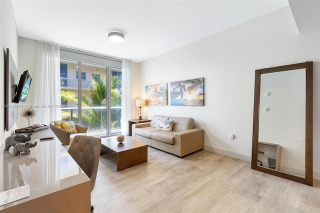 living room with light wood-type flooring