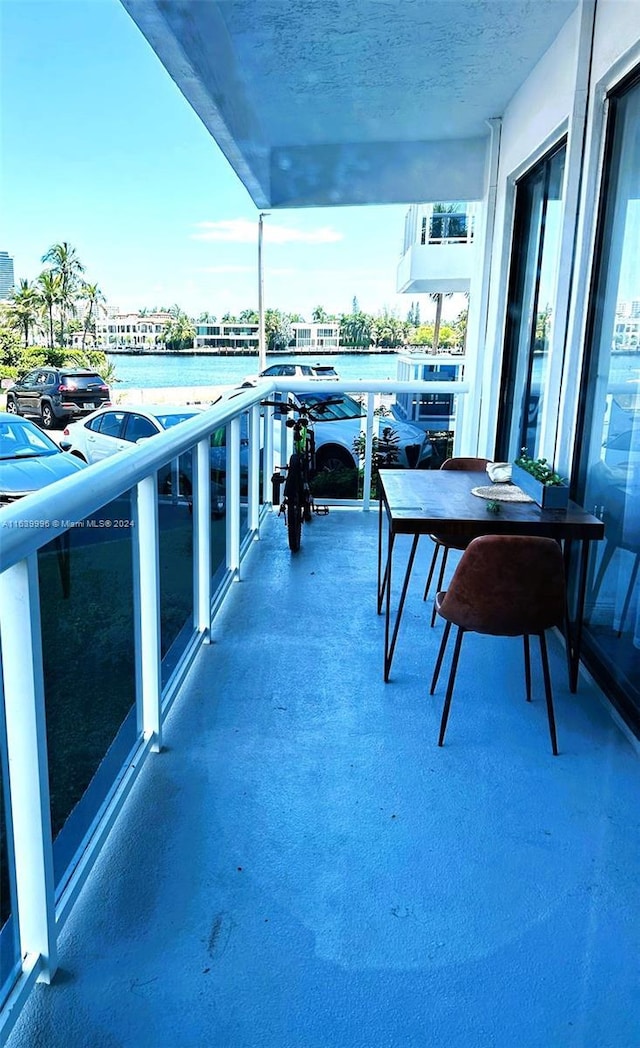 balcony with a water view