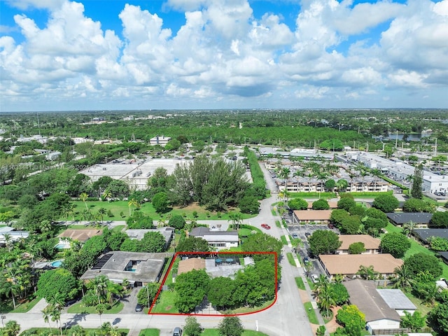 aerial view with a water view and a residential view