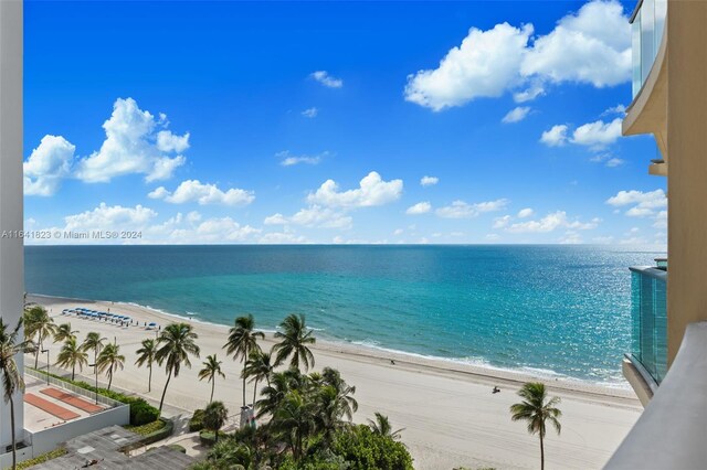 property view of water featuring a view of the beach