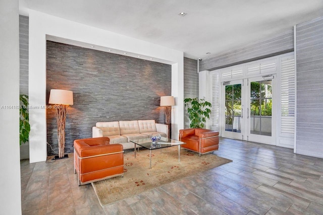 living room with french doors