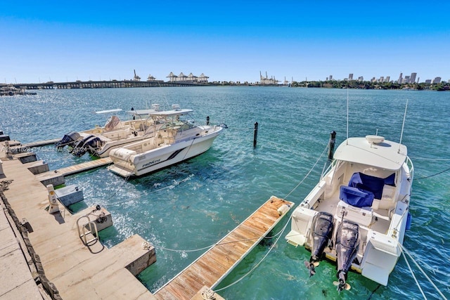 view of dock featuring a water view