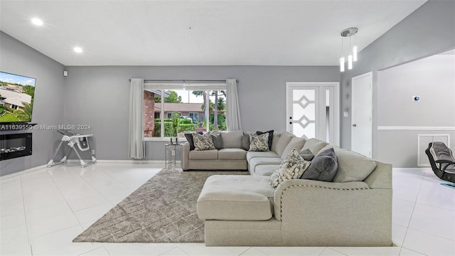 view of tiled living room