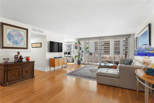 living room featuring light hardwood / wood-style flooring