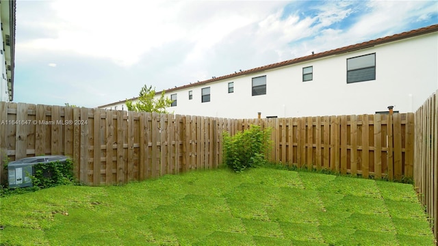 view of yard featuring a fenced backyard