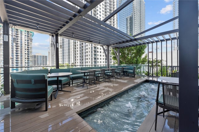 wooden deck with a pergola