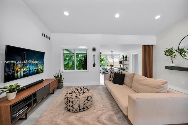 living room featuring light hardwood / wood-style flooring