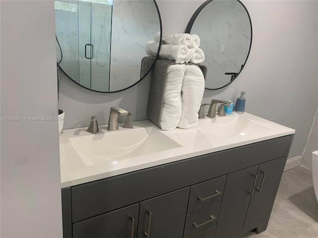 20042 W Lake Dr, Hialeah, FL 33015 - bathroom featuring double vanity and a marble finish shower