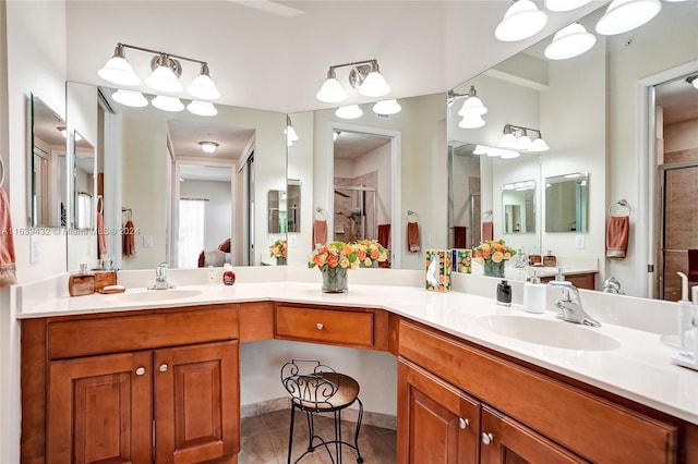 bathroom featuring double sink vanity and tile patterned floors