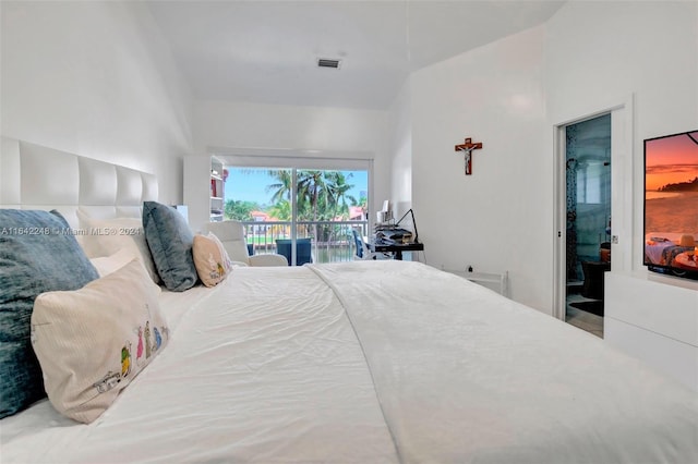 bedroom featuring visible vents and access to exterior