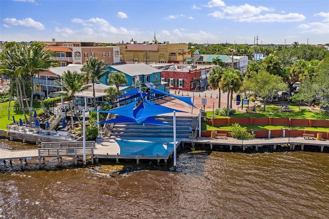 view of dock featuring a water view