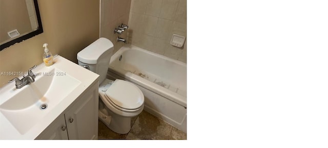 full bathroom featuring vanity, toilet, and bathing tub / shower combination