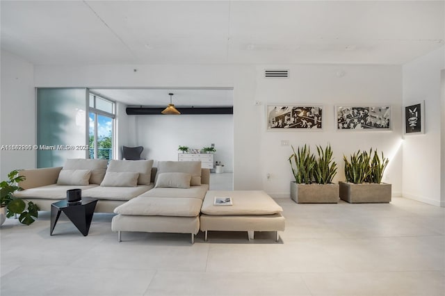 view of tiled living room