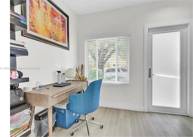 home office featuring light wood-type flooring