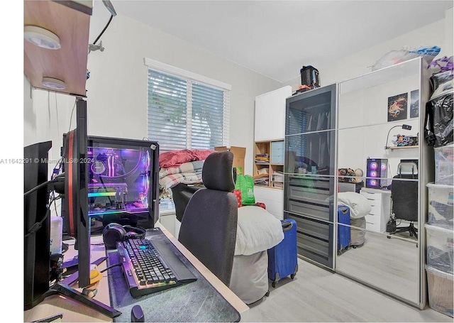 home office featuring light hardwood / wood-style flooring