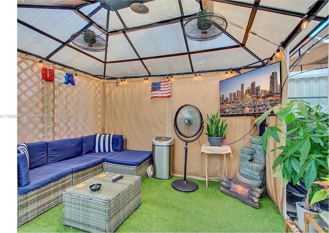 view of patio / terrace with a gazebo and an outdoor living space