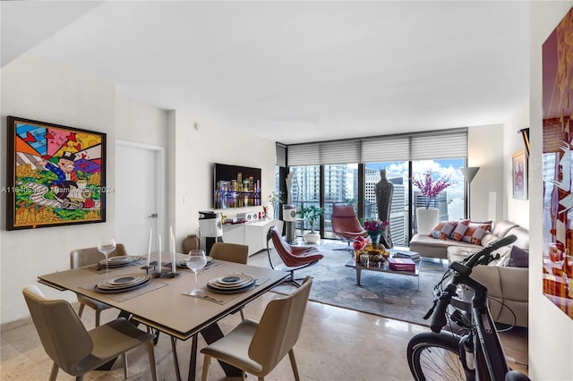 dining space with expansive windows