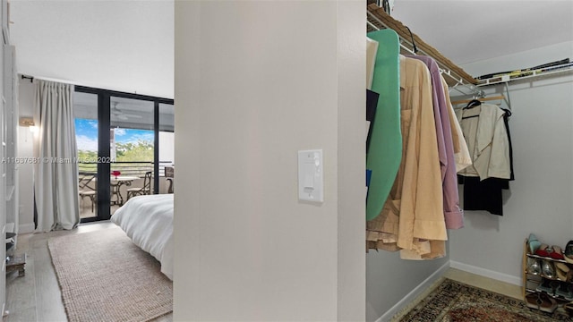 walk in closet featuring wood finished floors