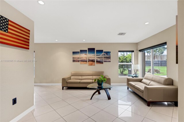 view of tiled living room